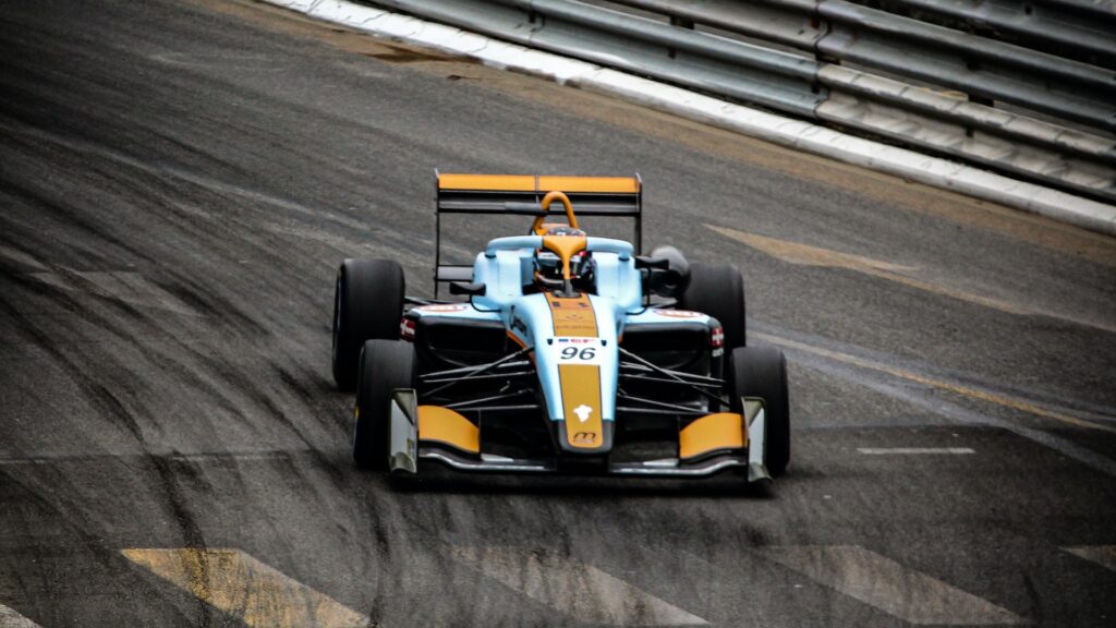 Renault formula 1 racing car on a racing track