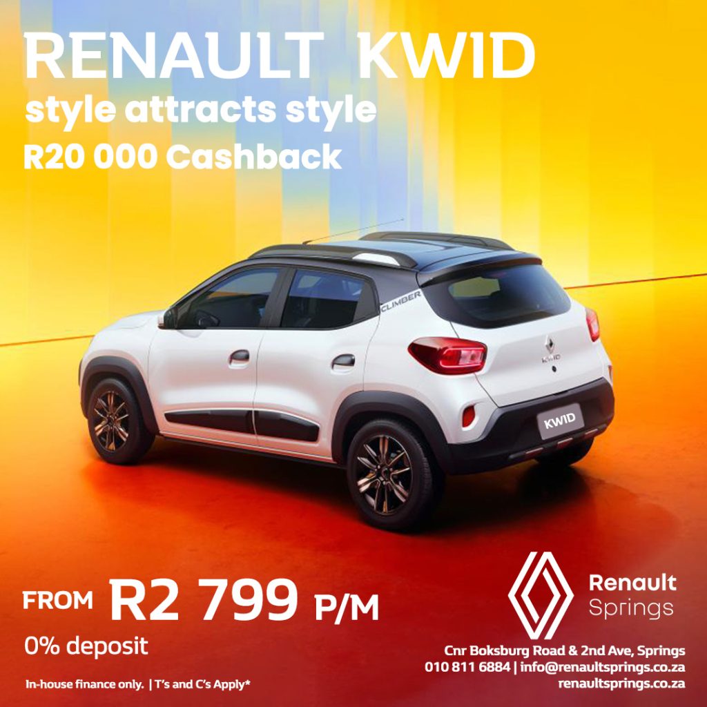 Kwid + R20 000 Cashback